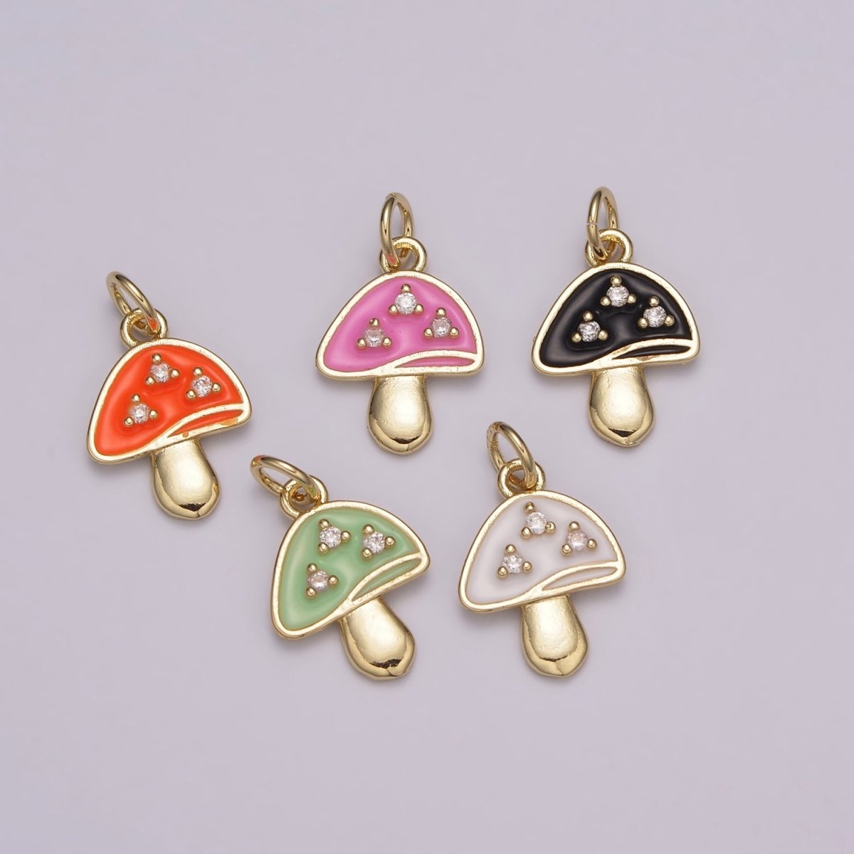 Dainty Gold Mushroom Charms, Enamel Magic Mushroom Pendant for Necklace Bracelet Earring Fantasy Jewelry for add on charm E-619-E-623