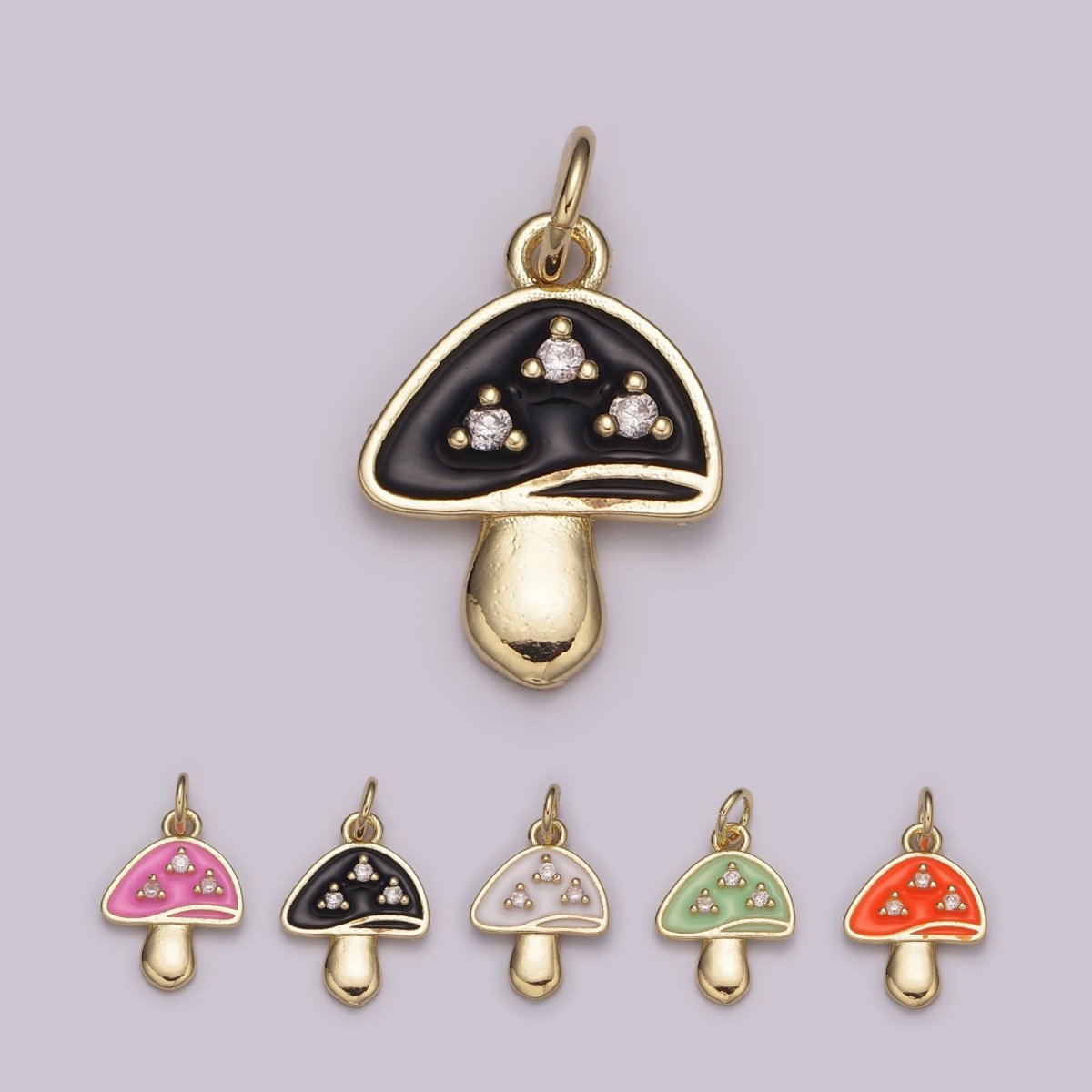 Dainty Gold Mushroom Charms, Enamel Magic Mushroom Pendant for Necklace Bracelet Earring Fantasy Jewelry for add on charm E-619-E-623