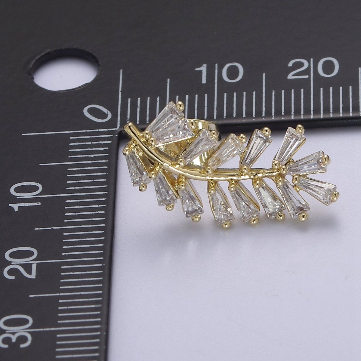 Dainty Gold Olive Leaf Earring Stud Earrings, Ear Climber, Delicate Earrings, Minimalist, Edgy Earrings CZ Cubic Simple earring Gift for Her V-159 - DLUXCA