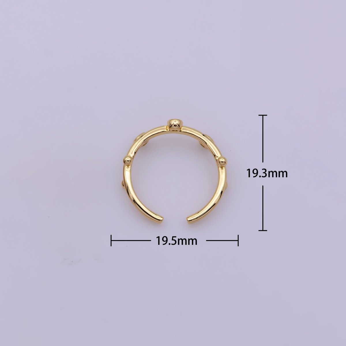 Dainty Gold Open Ring adjustable Round Cz Bezel cut for minimalist jewelry U-014