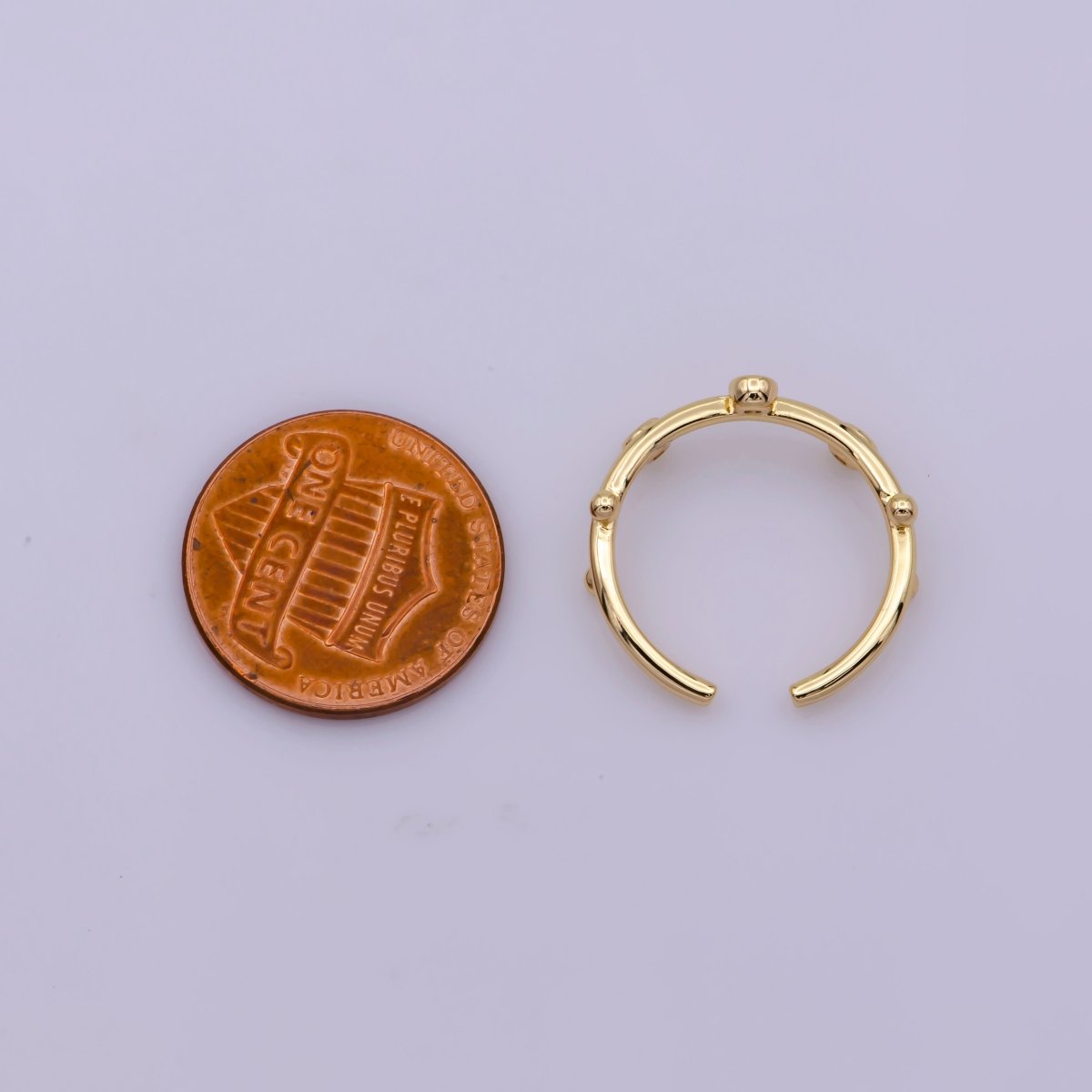Dainty Gold Open Ring adjustable Round Cz Bezel cut for minimalist jewelry U-014
