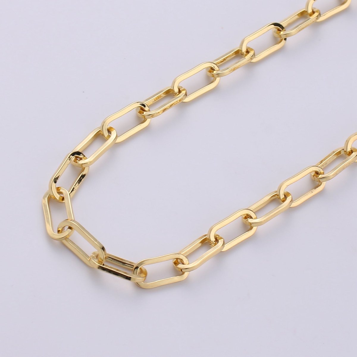 Dainty Gold Paper Clip Chain, 10X5mm24K Gold Filled Unfinished Chain, Nickel Free, Medium Flat Minimalist Jewelry Making Necklace Chain | ROLL-241 Clearance Pricing