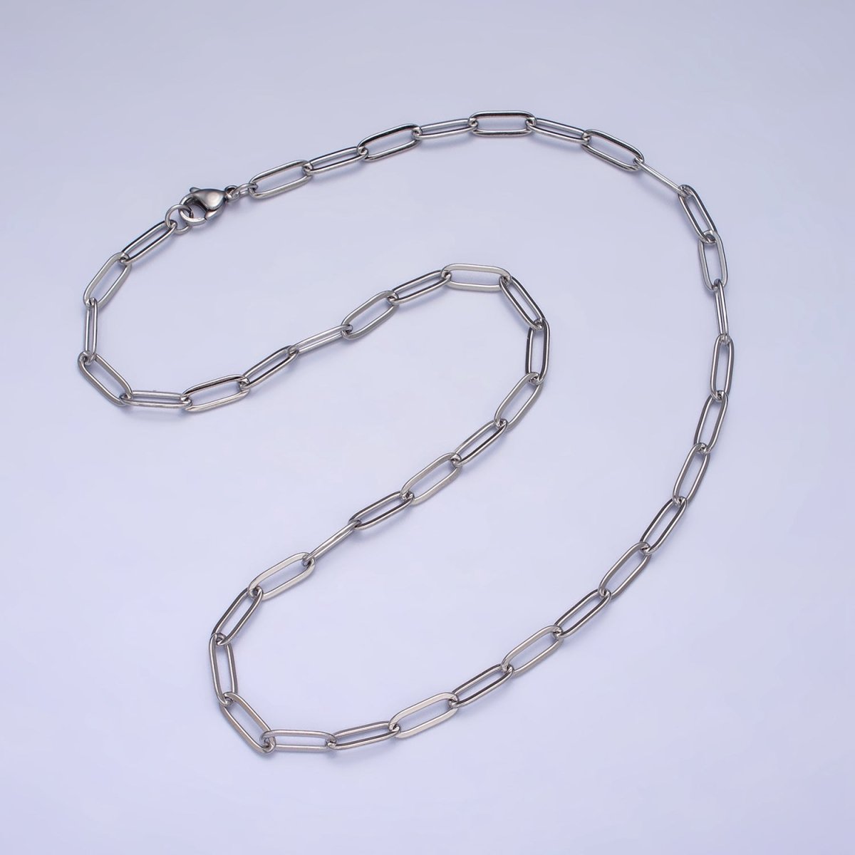 Dainty Gold Paperclip Link Chain Necklace Elongated Chain Necklace Stainless Steel Chain 17.7 inch Long | WA-1623 WA-1624