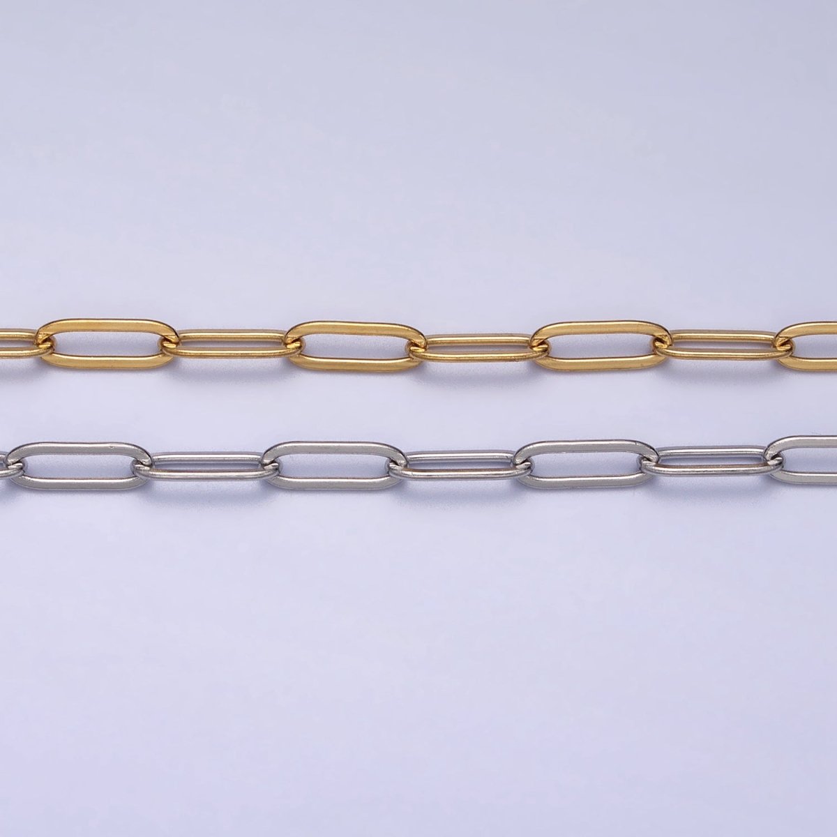 Dainty Gold Paperclip Link Chain Necklace Elongated Chain Necklace Stainless Steel Chain 17.7 inch Long | WA-1623 WA-1624