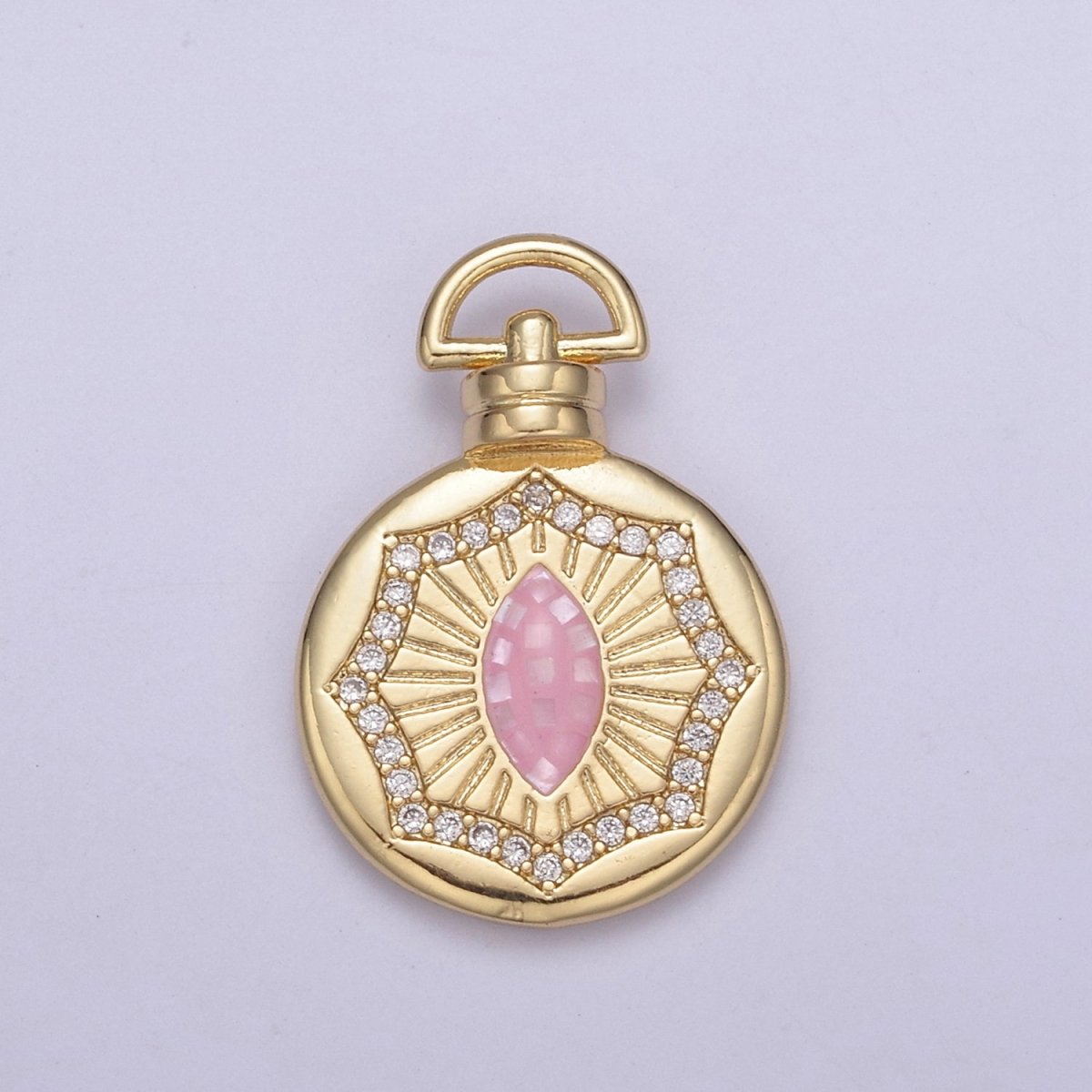 Dainty Gold Pink Shell The Eye Pendant Micro Pave Round Medallion Pink / White Shell Amulet Jewelry Making H-707 H-710