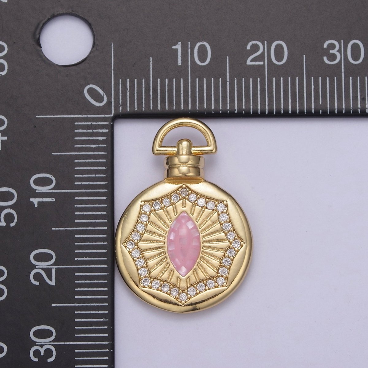 Dainty Gold Pink Shell The Eye Pendant Micro Pave Round Medallion Pink / White Shell Amulet Jewelry Making H-707 H-710