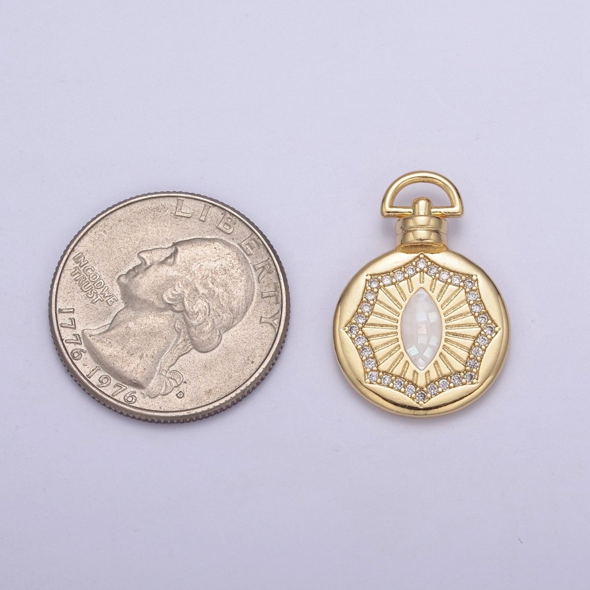 Dainty Gold Pink Shell The Eye Pendant Micro Pave Round Medallion Pink / White Shell Amulet Jewelry Making H-707 H-710