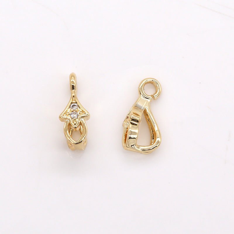Dainty Gold Plated Bell Flower Charm CZ Floral Nature Micro Pave Charm Pendant GP-354