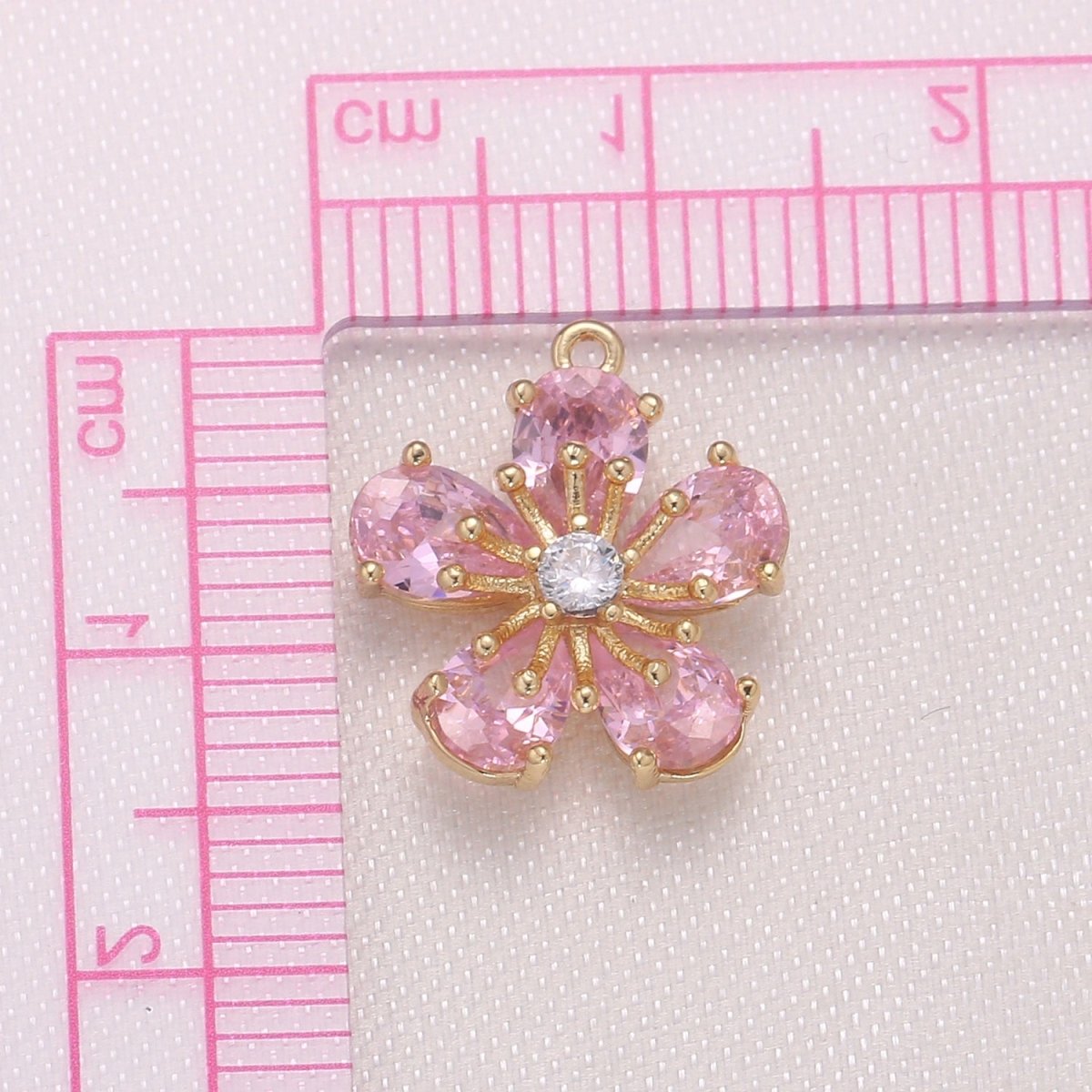Dainty Gold Filled Cherry Blossom Charm CZ Daisy Floral Charm Pendant GP-959 GP-960 GP-961