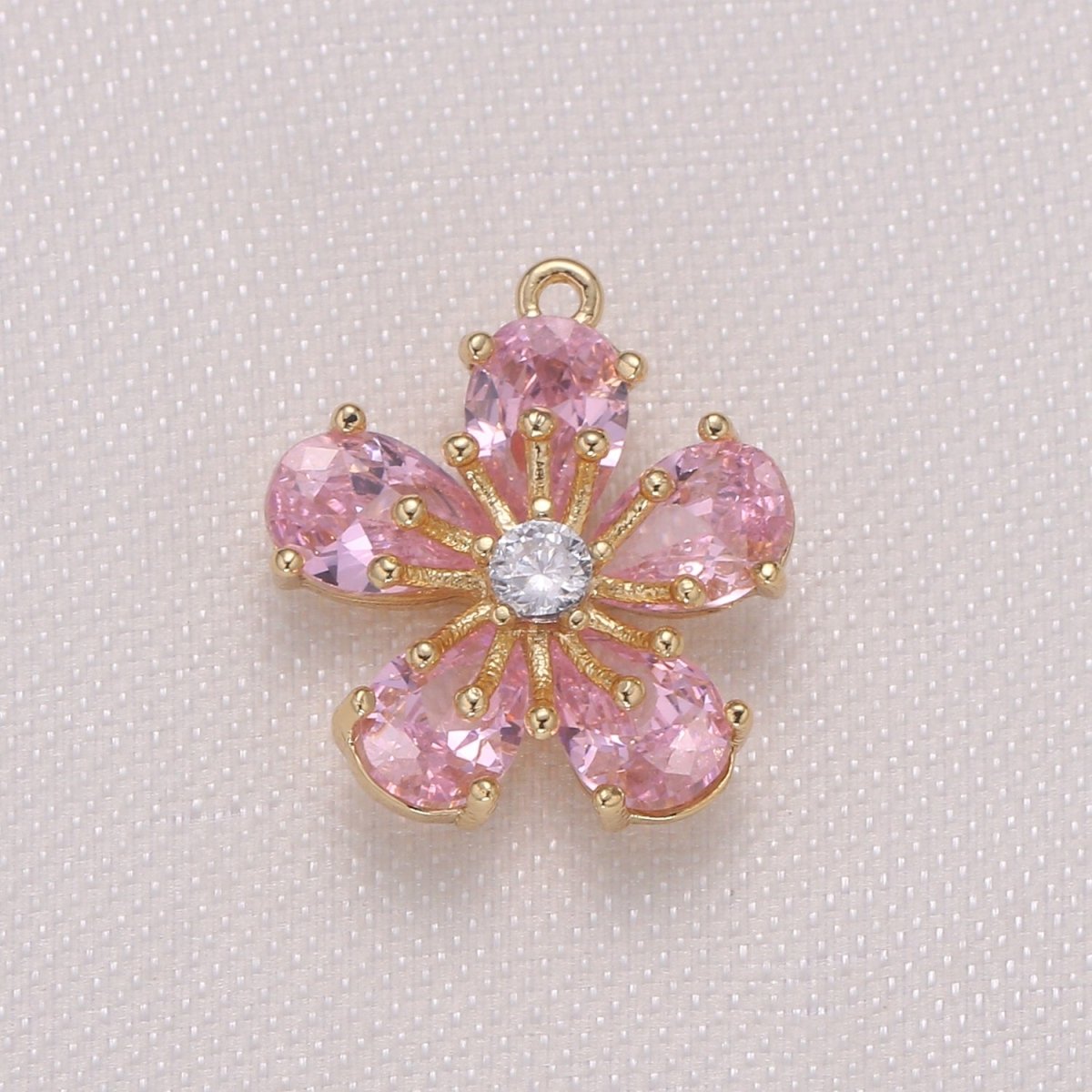 Dainty Gold Filled Cherry Blossom Charm CZ Daisy Floral Charm Pendant GP-959 GP-960 GP-961