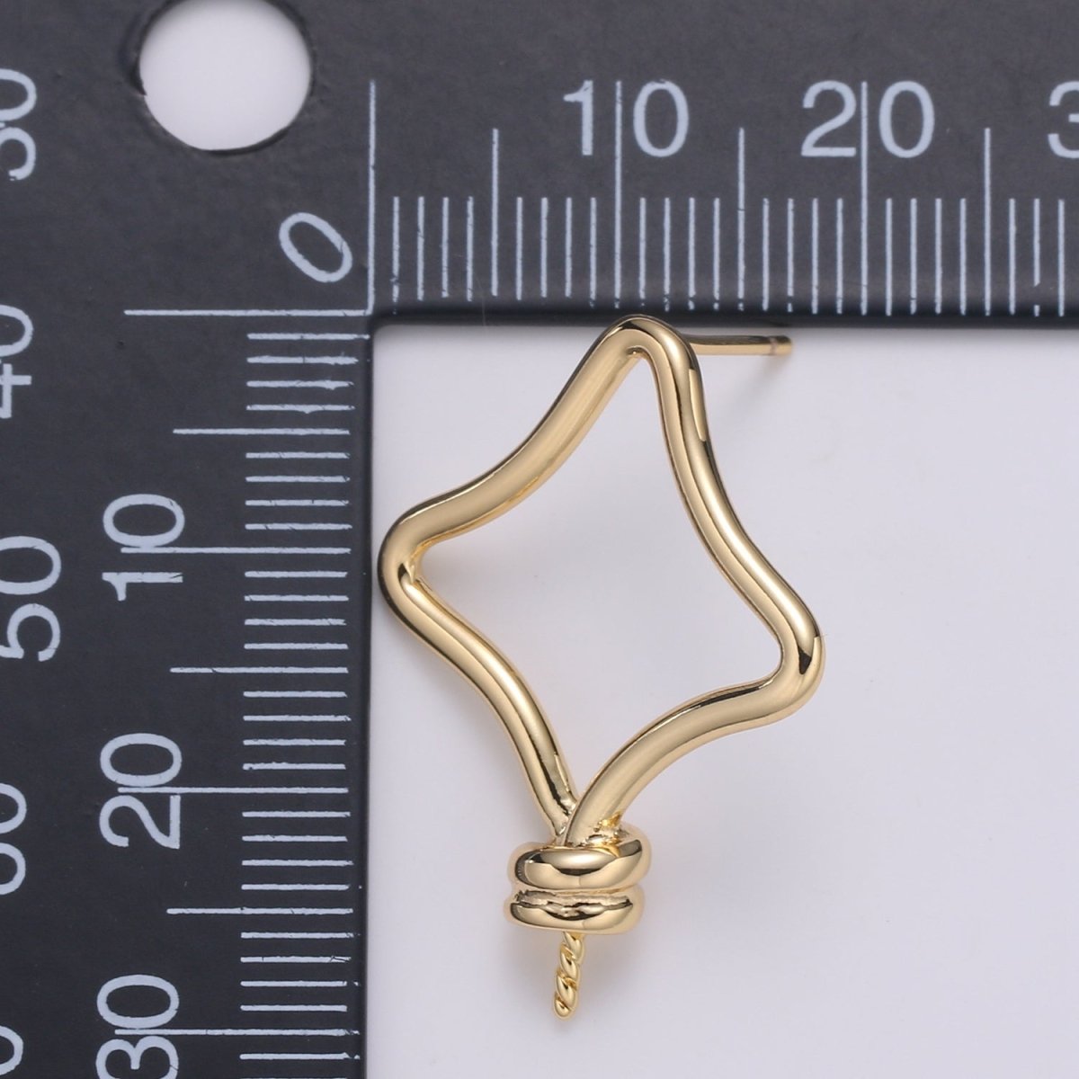 Dainty Gold Plated Diamond Rectangle Earring Supply Plain Gold Geometric Earring Jewelry Supply Component GP-670 - DLUXCA