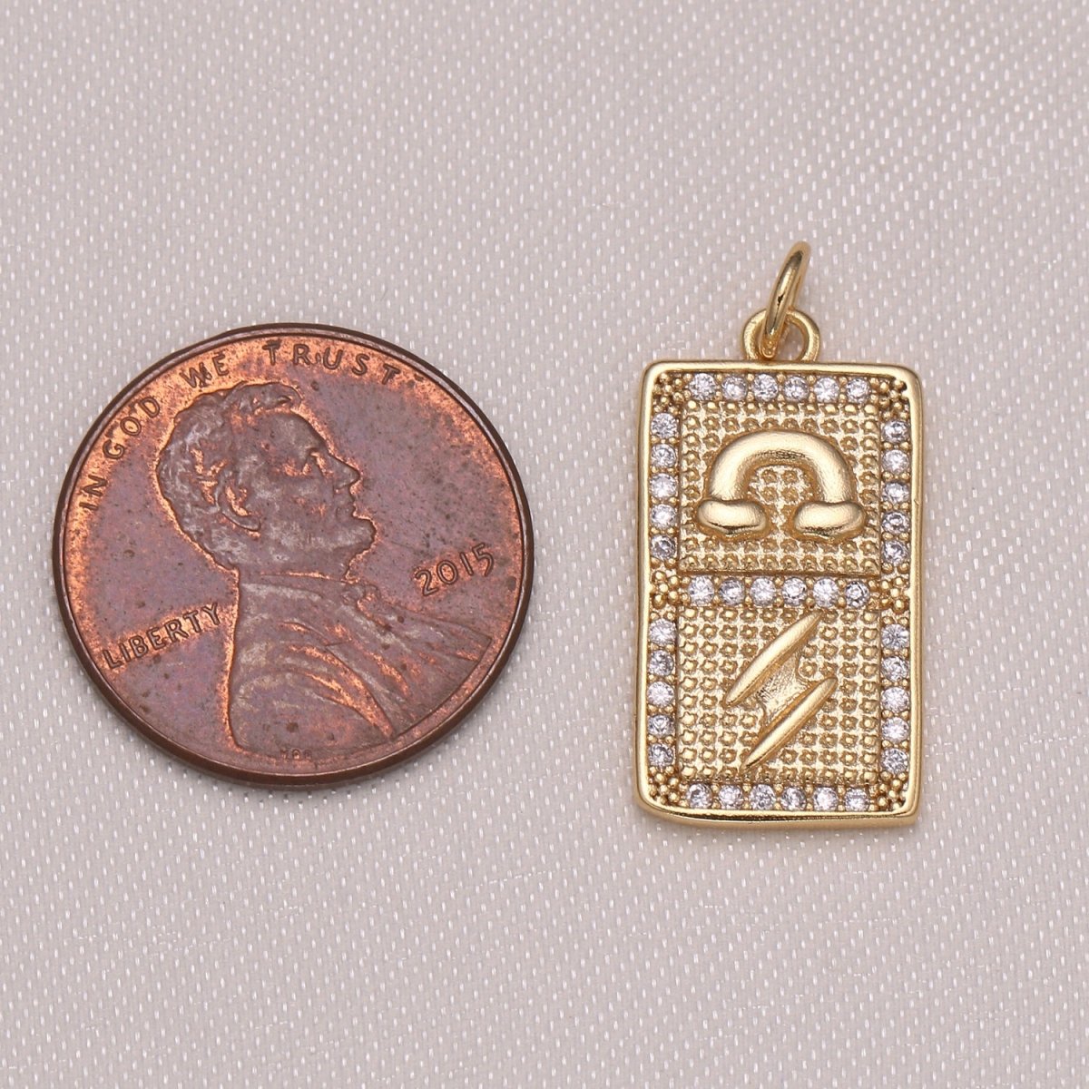 Dainty Gold Plated Rainbow Thunder CZ Micro Pave Charm GP-1001 - DLUXCA