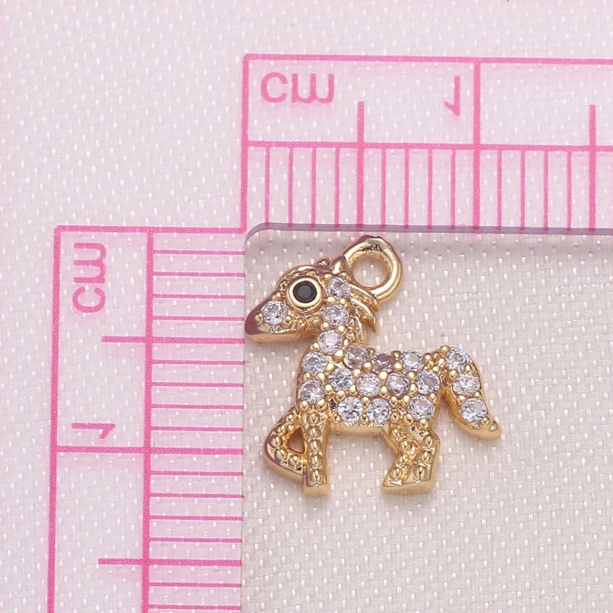 Dainty Gold Plated Zirconia Horse Charm, Golden Animal CZ Charm Pendant GP-934