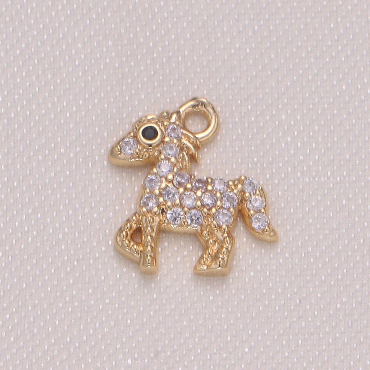 Dainty Gold Plated Zirconia Horse Charm, Golden Animal CZ Charm Pendant GP-934