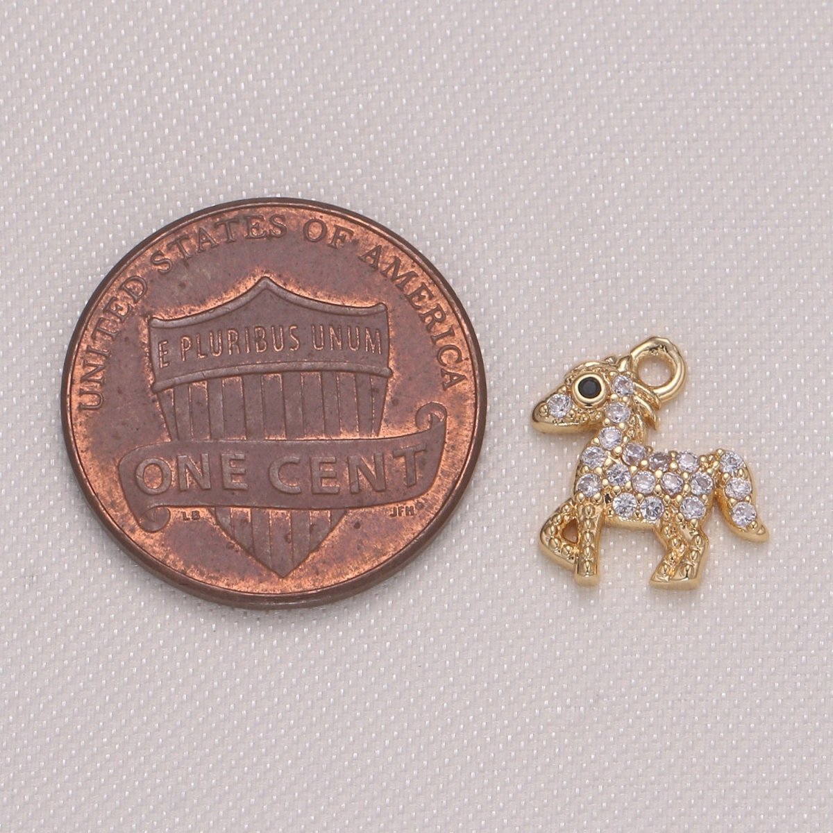 Dainty Gold Plated Zirconia Horse Charm, Golden Animal CZ Charm Pendant GP-934