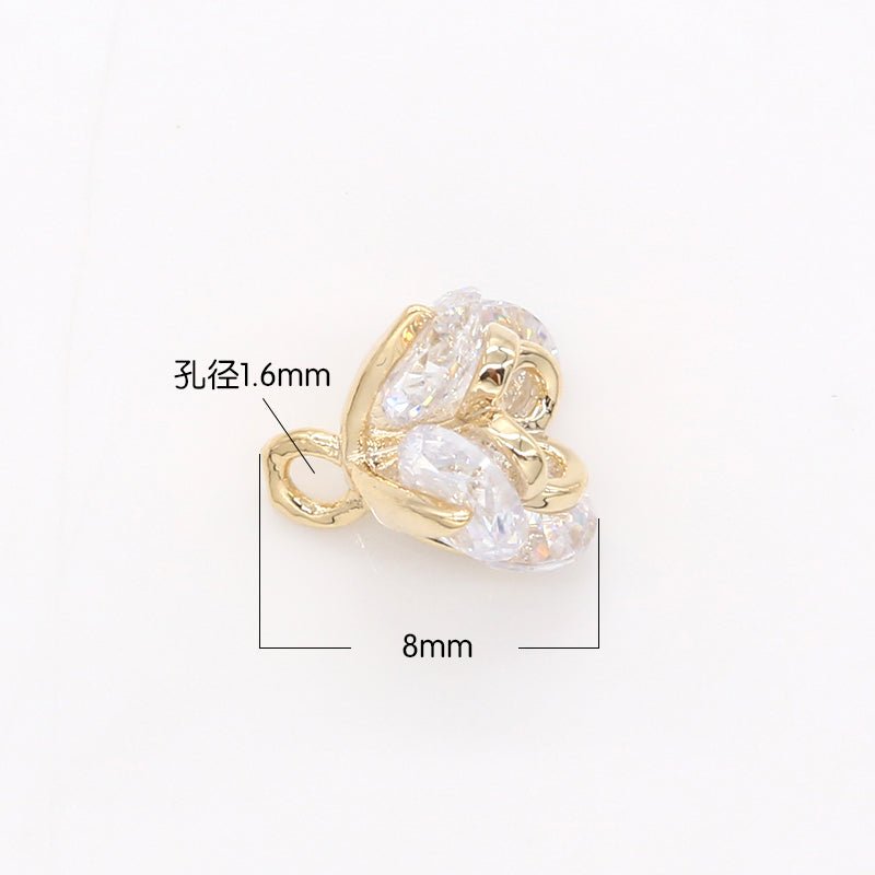 Dainty Gold Plated Zirconia Rose Flower Charm CZ Golden Floral Nature Charm Pendant GP-161 - DLUXCA