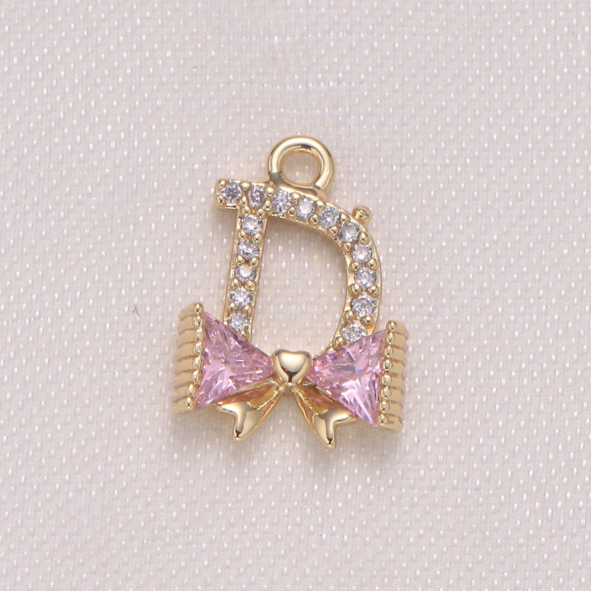 Dainty Gold Plated Zirconia Tie Ribbon Charm CZ Party Ribbon Micro Pave Charm Pendant GP-974 GP-975