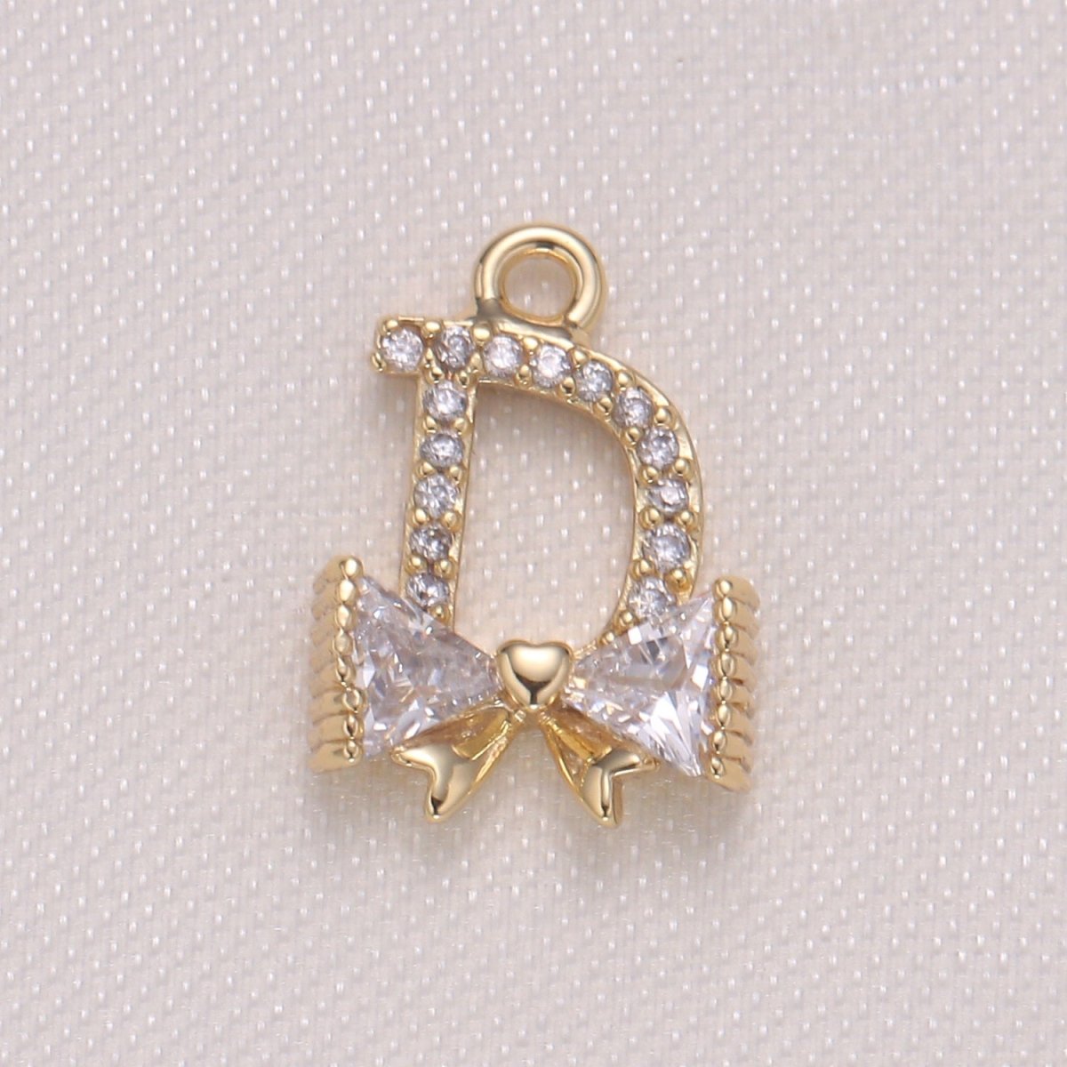 Dainty Gold Plated Zirconia Tie Ribbon Charm CZ Party Ribbon Micro Pave Charm Pendant GP-974 GP-975