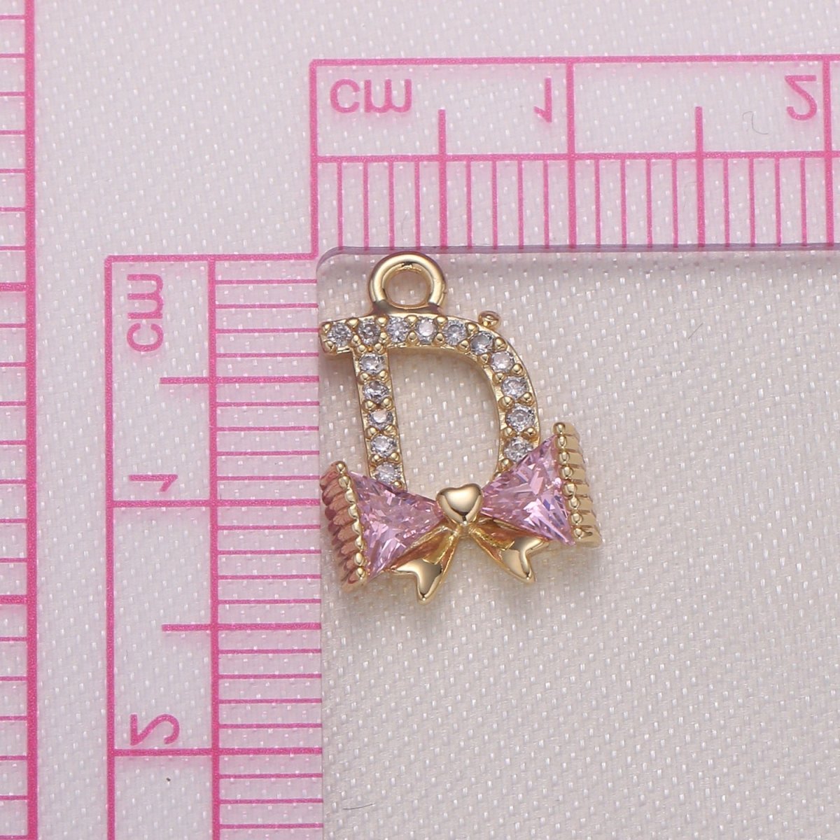 Dainty Gold Plated Zirconia Tie Ribbon Charm CZ Party Ribbon Micro Pave Charm Pendant GP-974 GP-975