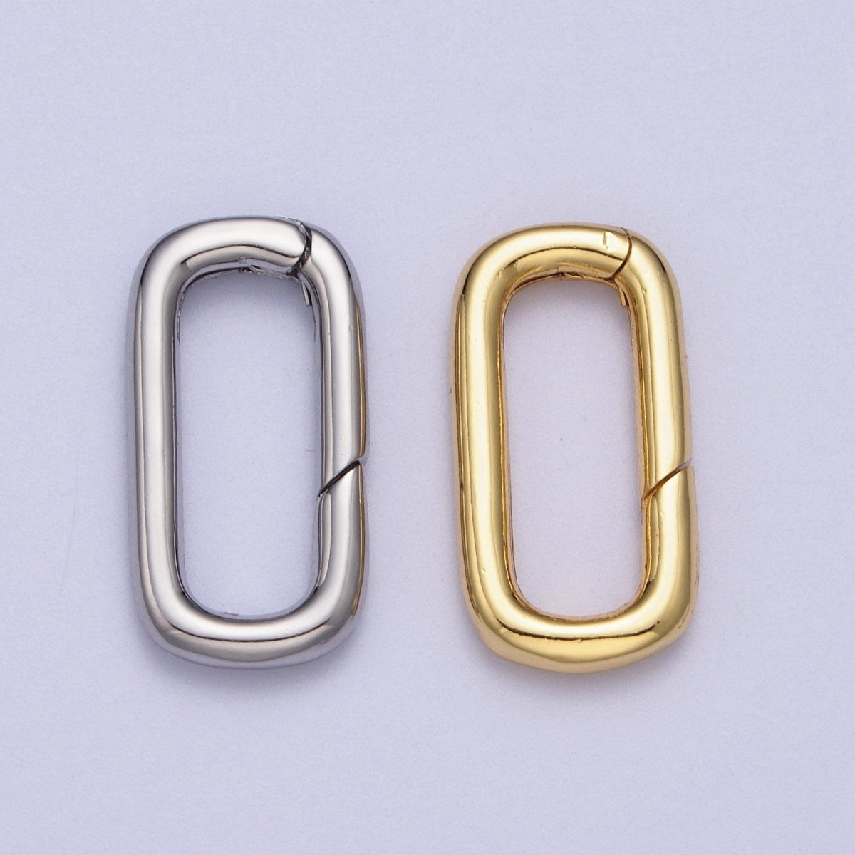 Dainty Gold Push in Oval Clasp For Charm Holder Clasp Pendants, 19.2 x 9.9mm Silver clasp enhancer Necklace Component Z-046 Z-047