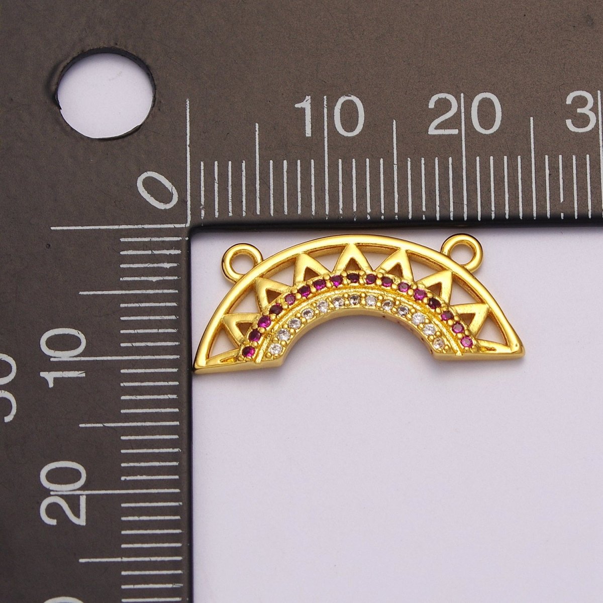 Dainty Gold Rainbow Charm Connector for Necklace Component F-933 - DLUXCA