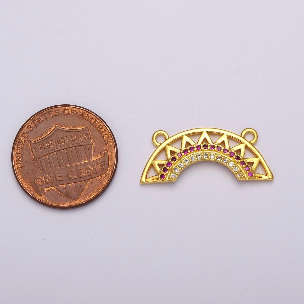 Dainty Gold Rainbow Charm Connector for Necklace Component F-933 - DLUXCA