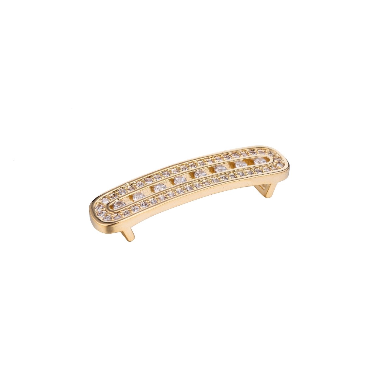 Dainty Gold Rectangle Bar Crystal Bracelet Connector, Elegant Micro Pave CZ Charm, Minimalist Modern Necklace Pendant for Jewelry Making F-751 - DLUXCA
