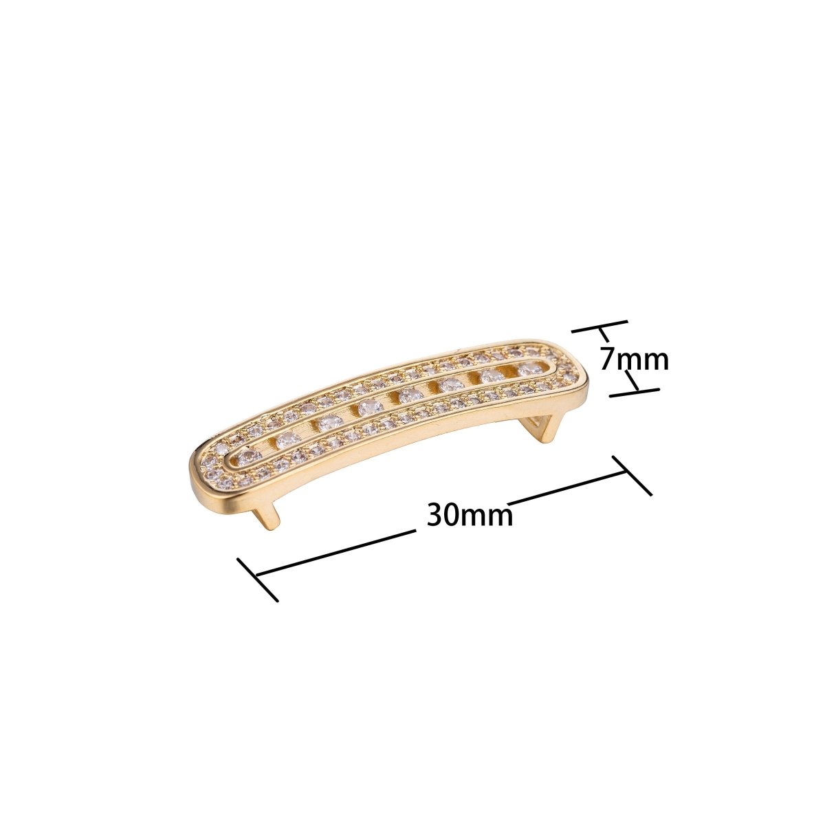 Dainty Gold Rectangle Bar Crystal Bracelet Connector, Elegant Micro Pave CZ Charm, Minimalist Modern Necklace Pendant for Jewelry Making F-751 - DLUXCA