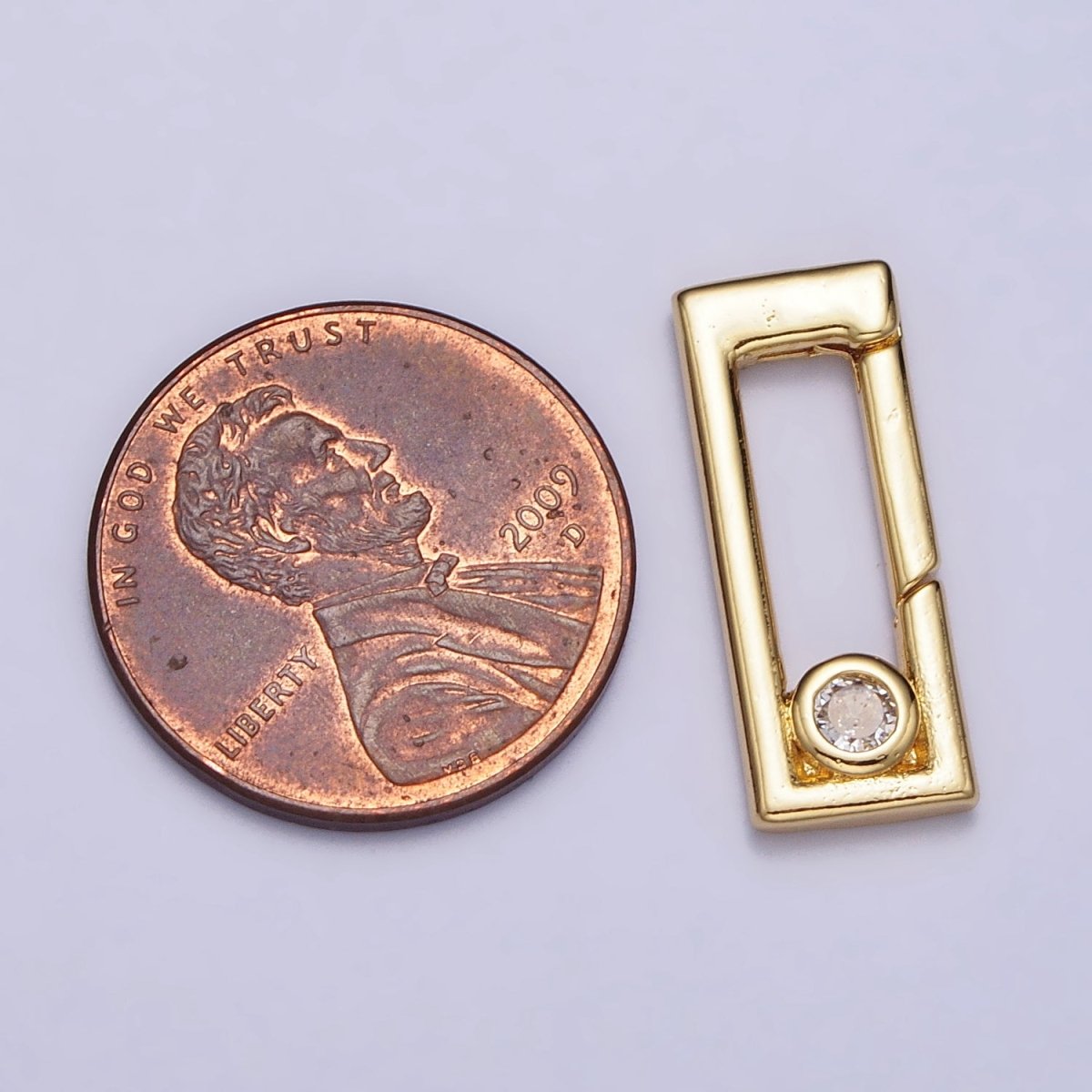 Dainty Gold Rectangle Clasp, Silver Hinged Clasp, Geometric Push Clasp Spring Gate Clasp with Micro Pave Safety Clasp Enhancer Z-351