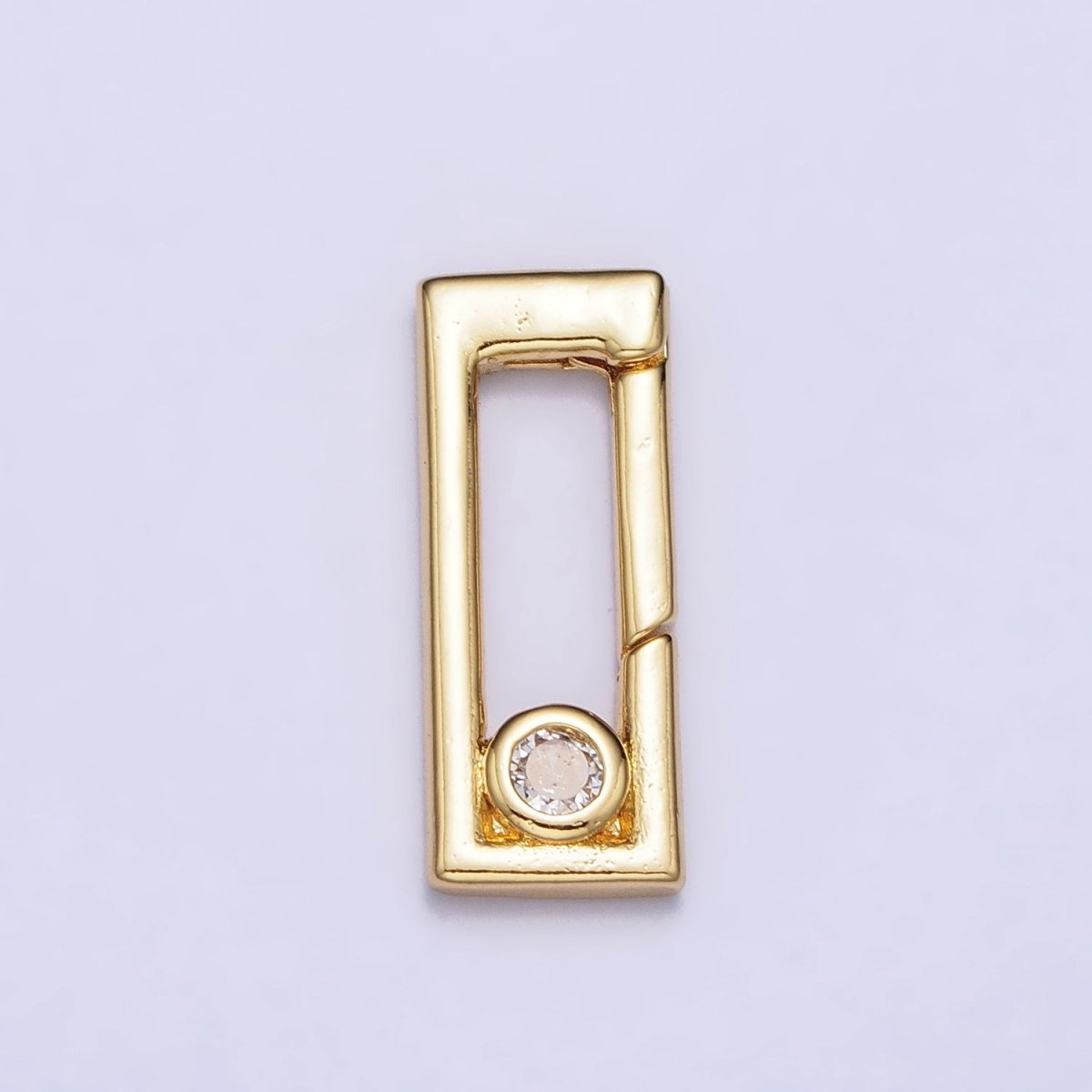 Dainty Gold Rectangle Clasp, Silver Hinged Clasp, Geometric Push Clasp Spring Gate Clasp with Micro Pave Safety Clasp Enhancer Z-351