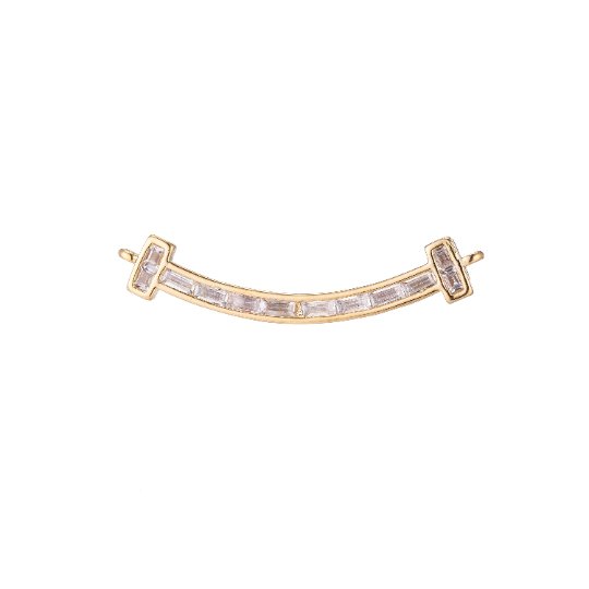 Dainty Gold Rectangle Crystal Bar Bracelet Connector, Simple Gorgeous Micro Pave CZ Charm, Necklace Pendant for Jewelry Making F-746 - DLUXCA