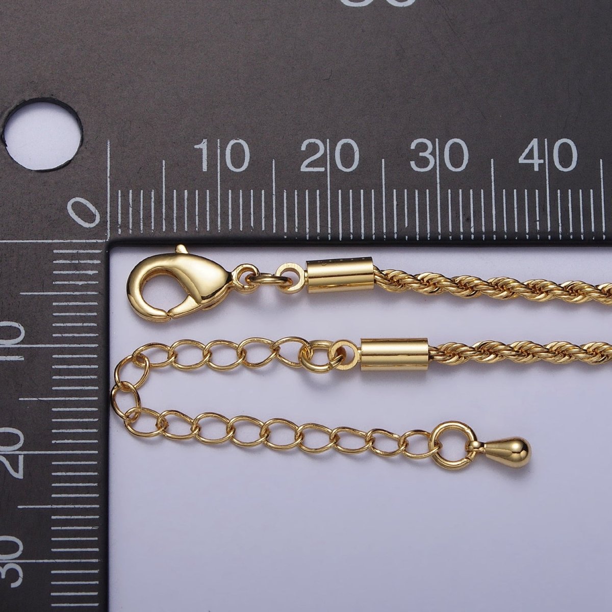 Dainty Gold Rope Chain Necklace Twisted Chain Necklace 17.75", 19.5 Inch + 2 inch Extender | WA-1524 WA-1525