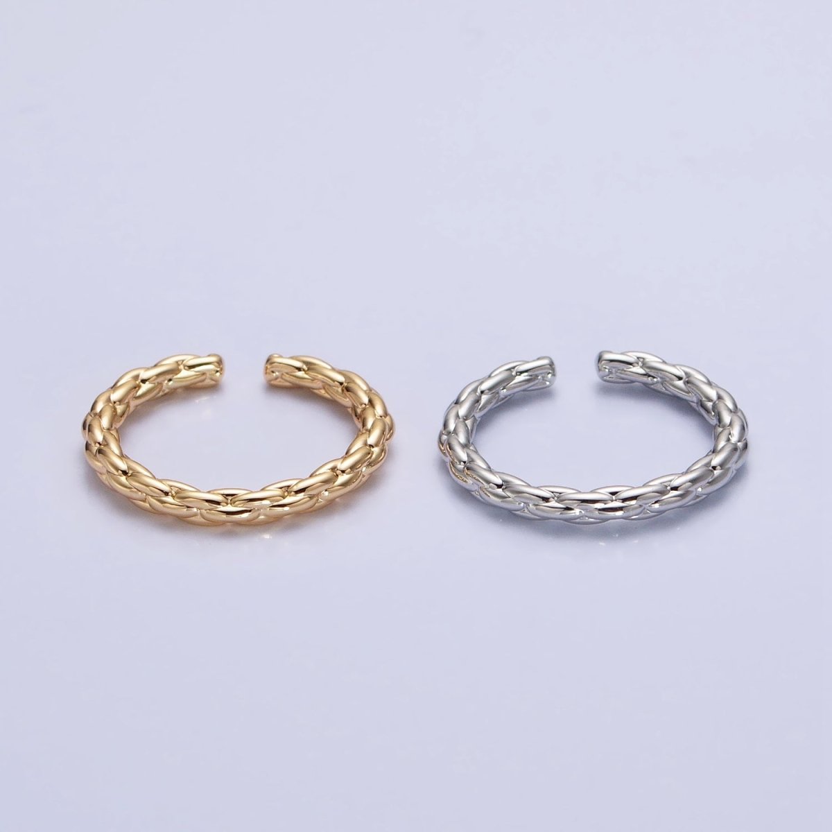 Dainty Gold Rope Ring Open Adjustable Silver Thin Ring O-1549 O-1550