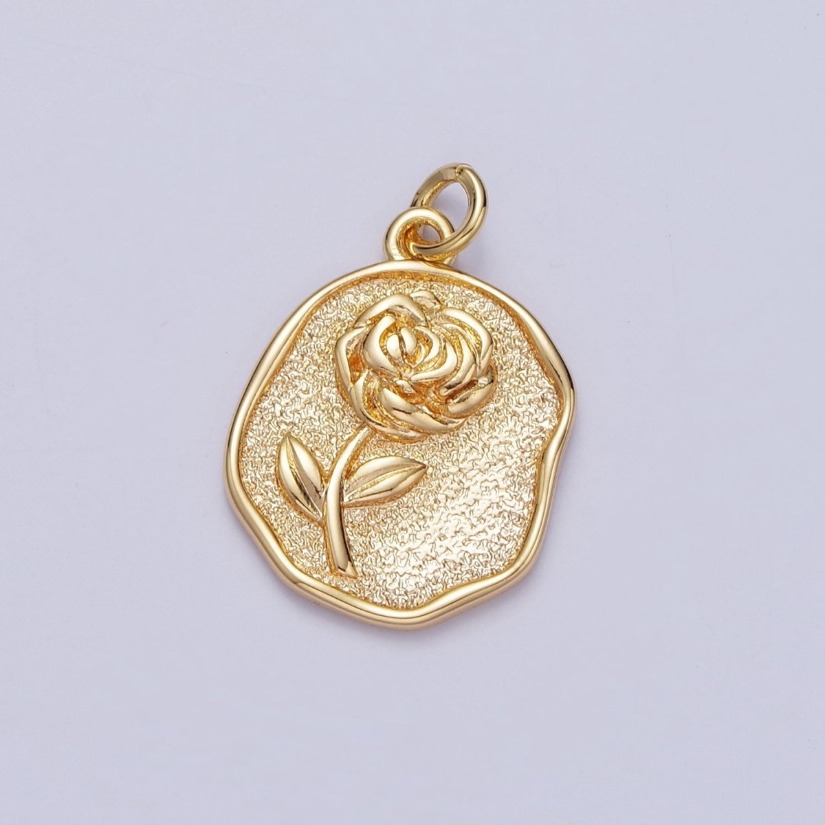 Dainty Gold Rose Charm Coin Flower Charm | A-929 - DLUXCA