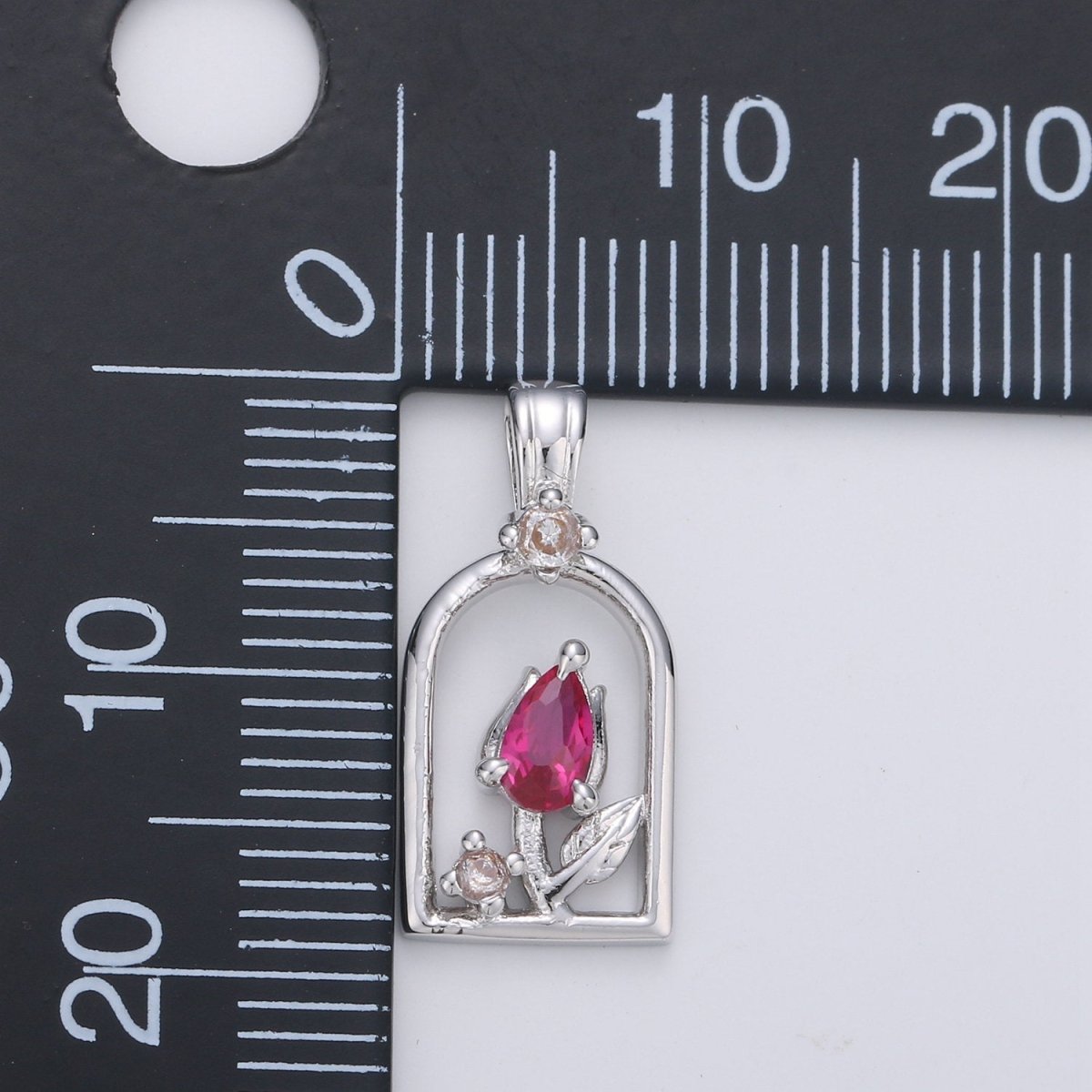 Dainty Gold Rose Pendant CZ Micro Pave Flower Pendant, Pink Floral Jewelry for Necklace Bracelet Earring Component I-655 I-656