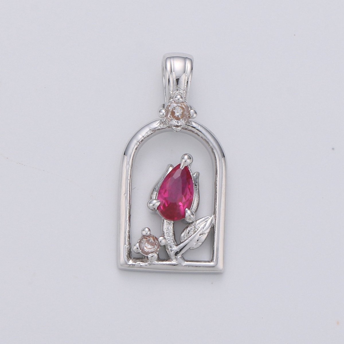 Dainty Gold Rose Pendant CZ Micro Pave Flower Pendant, Pink Floral Jewelry for Necklace Bracelet Earring Component I-655 I-656