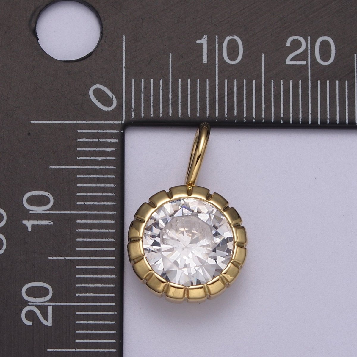 Dainty Gold Round Charm Cubic Zirconia Circle Pendant CZ Solitaire Pendant Tiny Bezel Set H-177 H-330