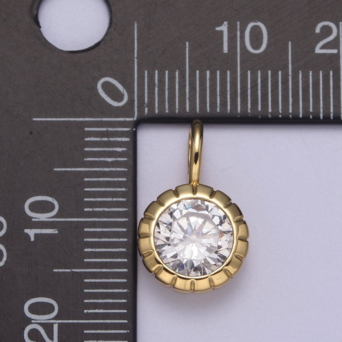 Dainty Gold Round Charm Cubic Zirconia Circle Pendant CZ Solitaire Pendant Tiny Bezel Set H-177 H-330