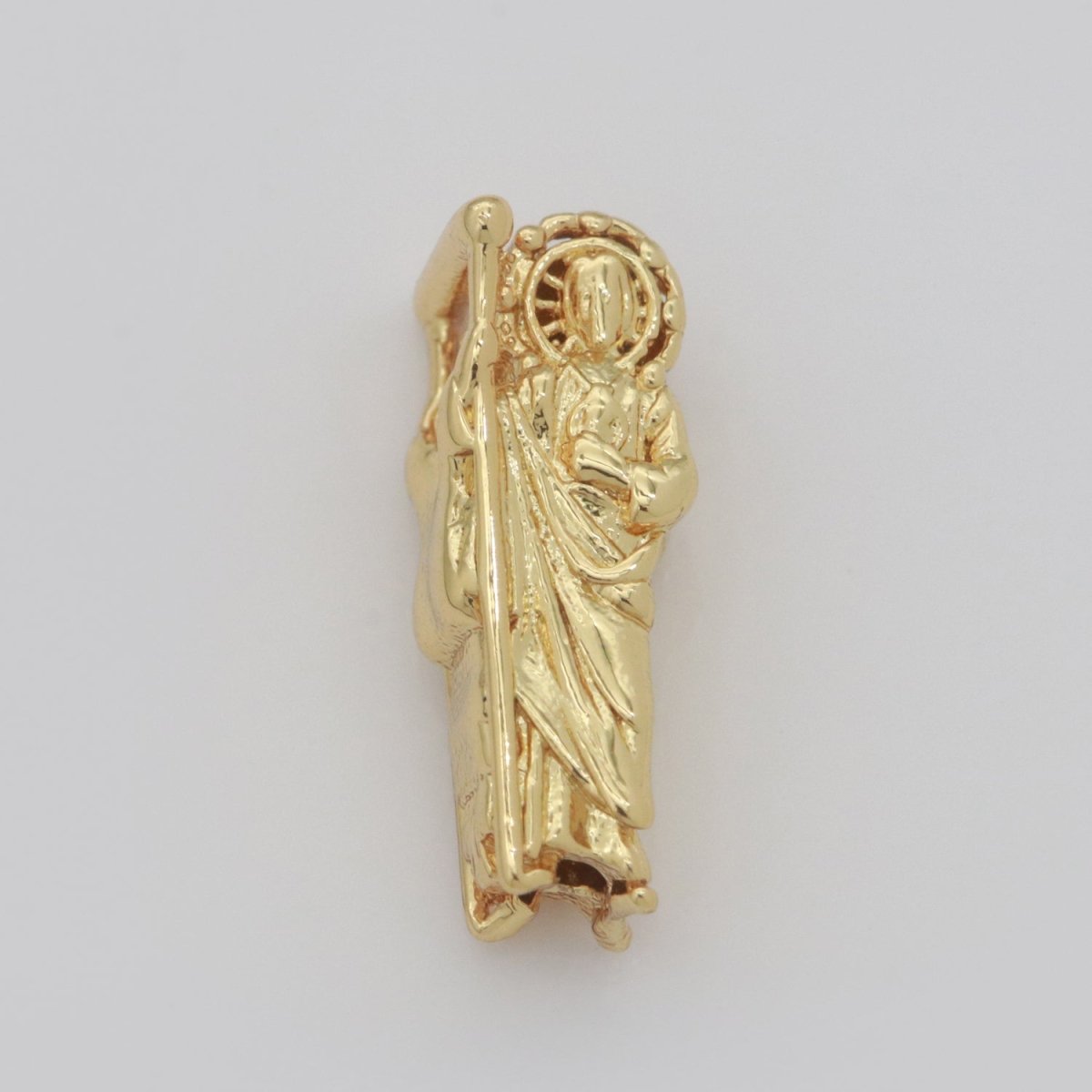 Dainty Gold Saint Jude Bead Spacer St Judas Bead for Bracelet Supply Component Jewelry Making Silver / Black Religious Protection Gift,  B-631