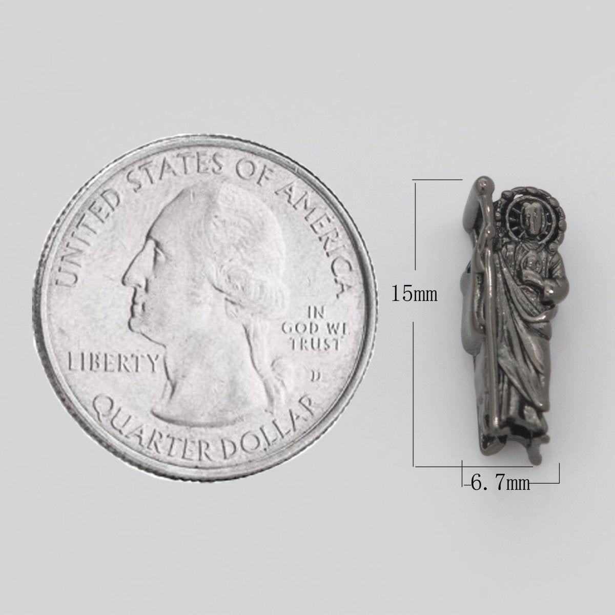 Dainty Gold Saint Jude Bead Spacer St Judas Bead for Bracelet Supply Component Jewelry Making Silver / Black Religious Protection Gift,  B-631