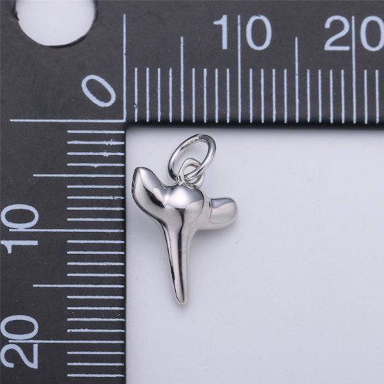 Dainty Gold Shark Tooth Charm Pendant- Small Silver Shark Tooth Charm for Necklace Earring Bracelet Anklet Charm 17x11mm D-200