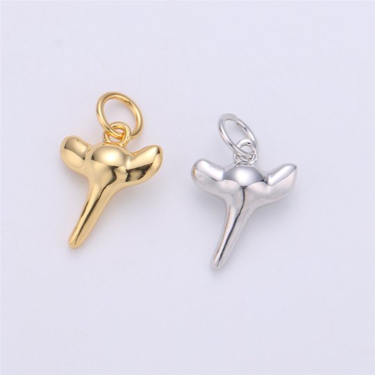 Dainty Gold Shark Tooth Charm Pendant- Small Silver Shark Tooth Charm for Necklace Earring Bracelet Anklet Charm 17x11mm D-200