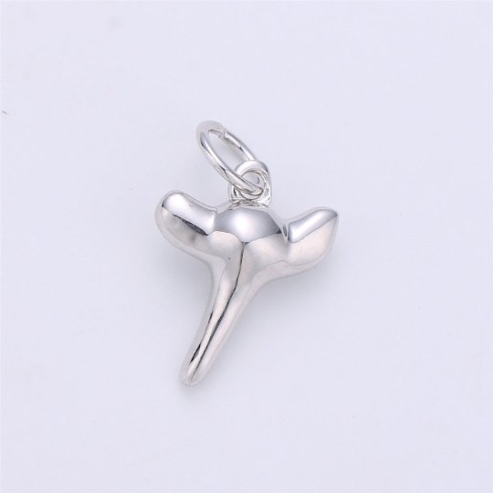 Dainty Gold Shark Tooth Charm Pendant- Small Silver Shark Tooth Charm for Necklace Earring Bracelet Anklet Charm 17x11mm D-200