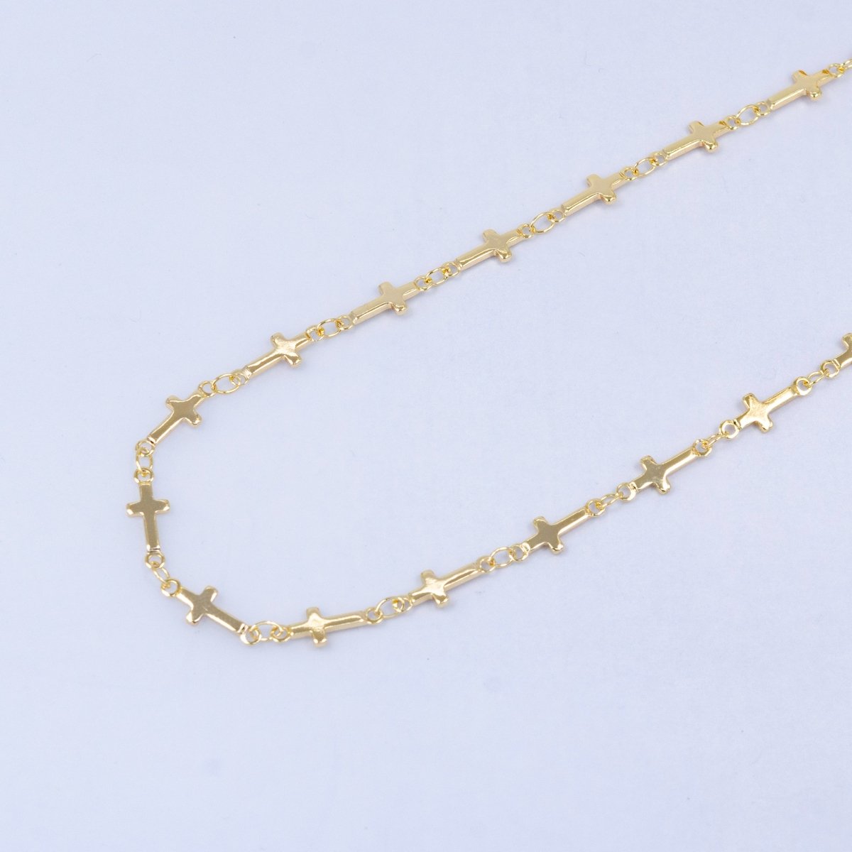 Dainty Gold Sideway Cross Link Chain by Yard 1.1 x 4.9 mm links | ROLL - 1536 - DLUXCA