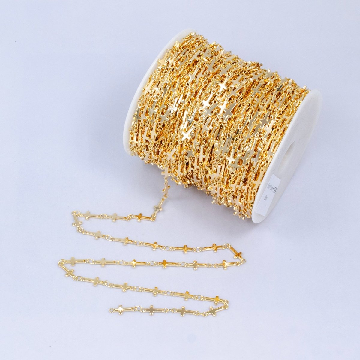 Dainty Gold Sideway Cross Link Chain by Yard 1.1 x 4.9 mm links | ROLL - 1536 - DLUXCA