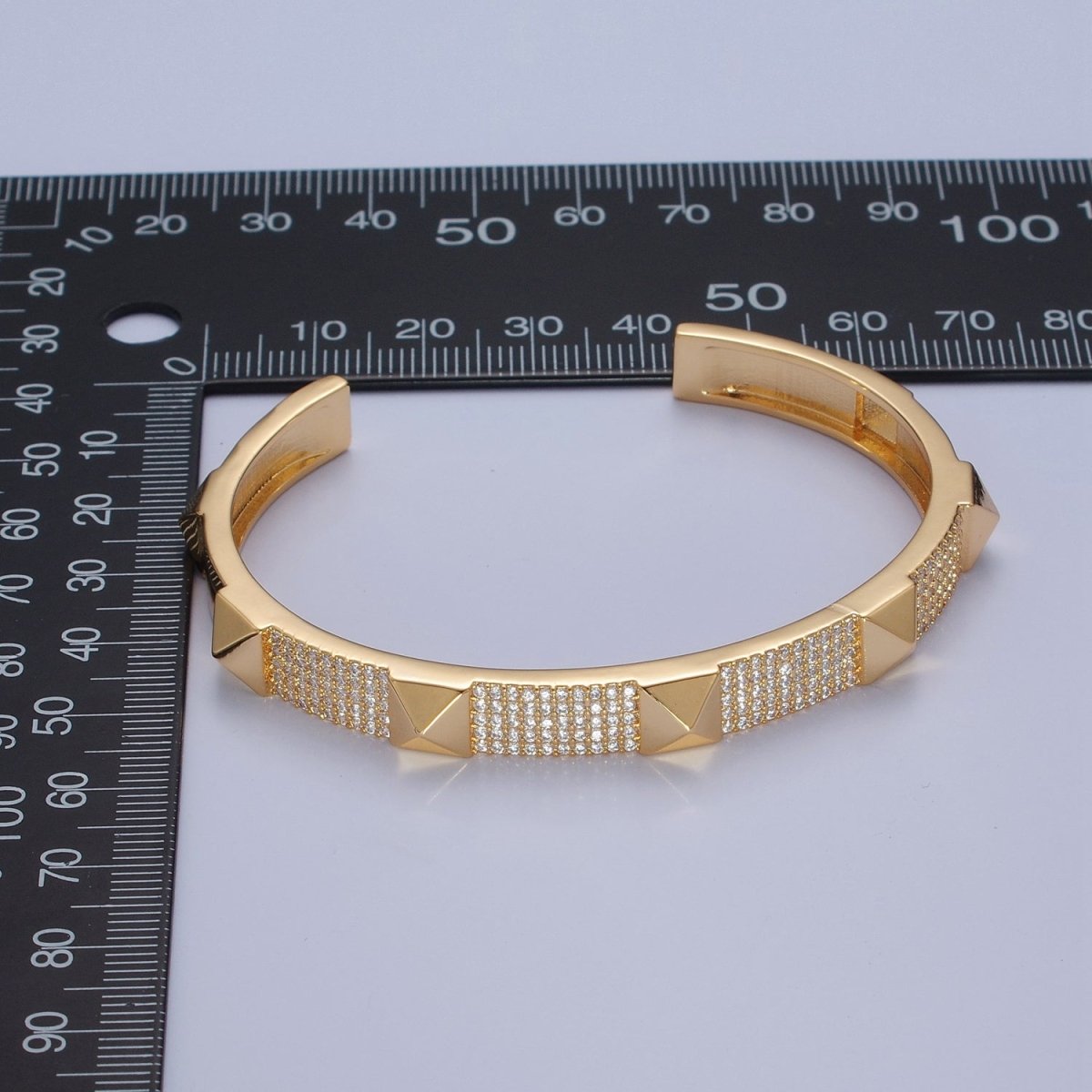 Dainty Gold / Silver Pyramid Stud Wristband Fashion Jewelry Open Cuff Bangle | WA-909 WA-910 Clearance Pricing