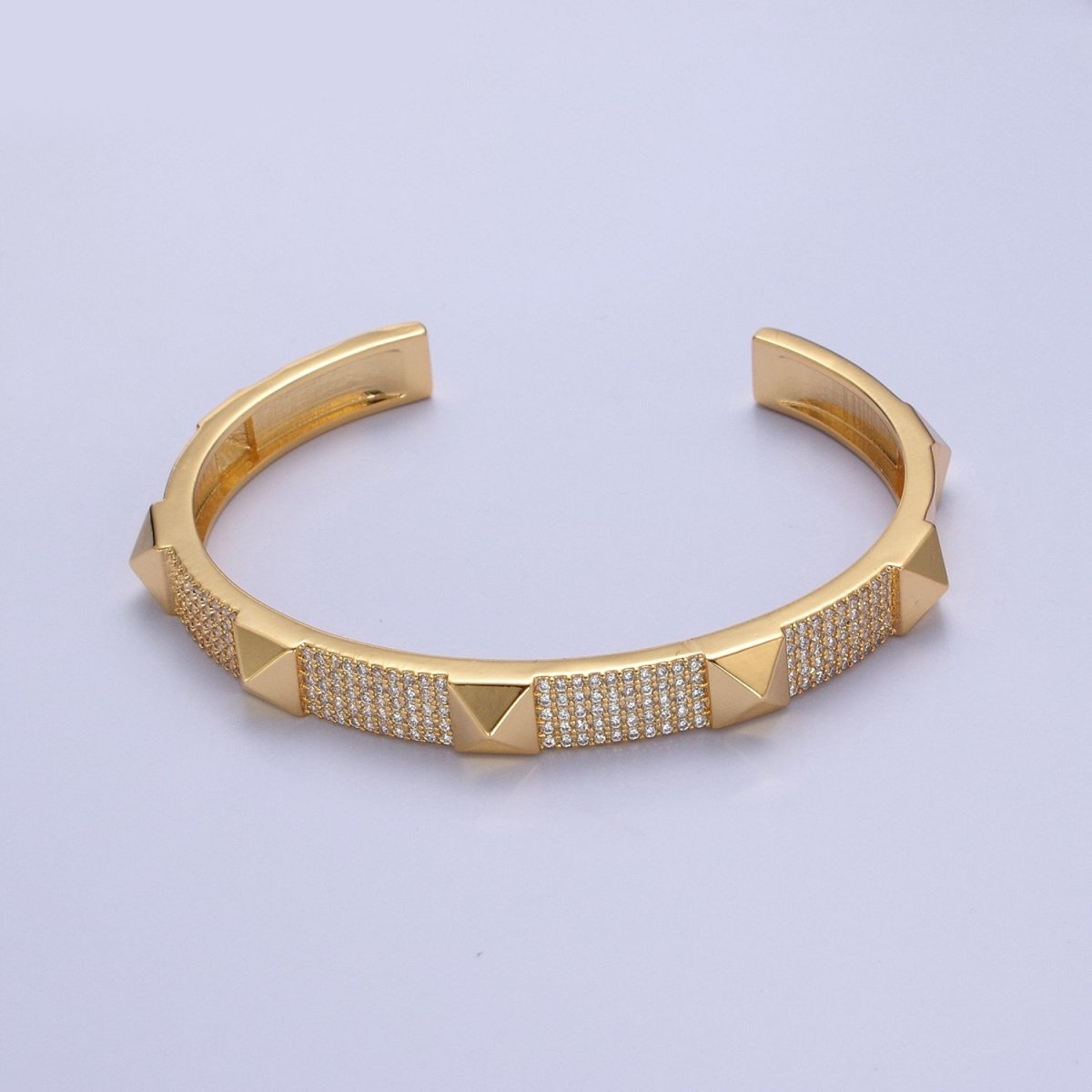Dainty Gold / Silver Pyramid Stud Wristband Fashion Jewelry Open Cuff Bangle | WA-909 WA-910 Clearance Pricing
