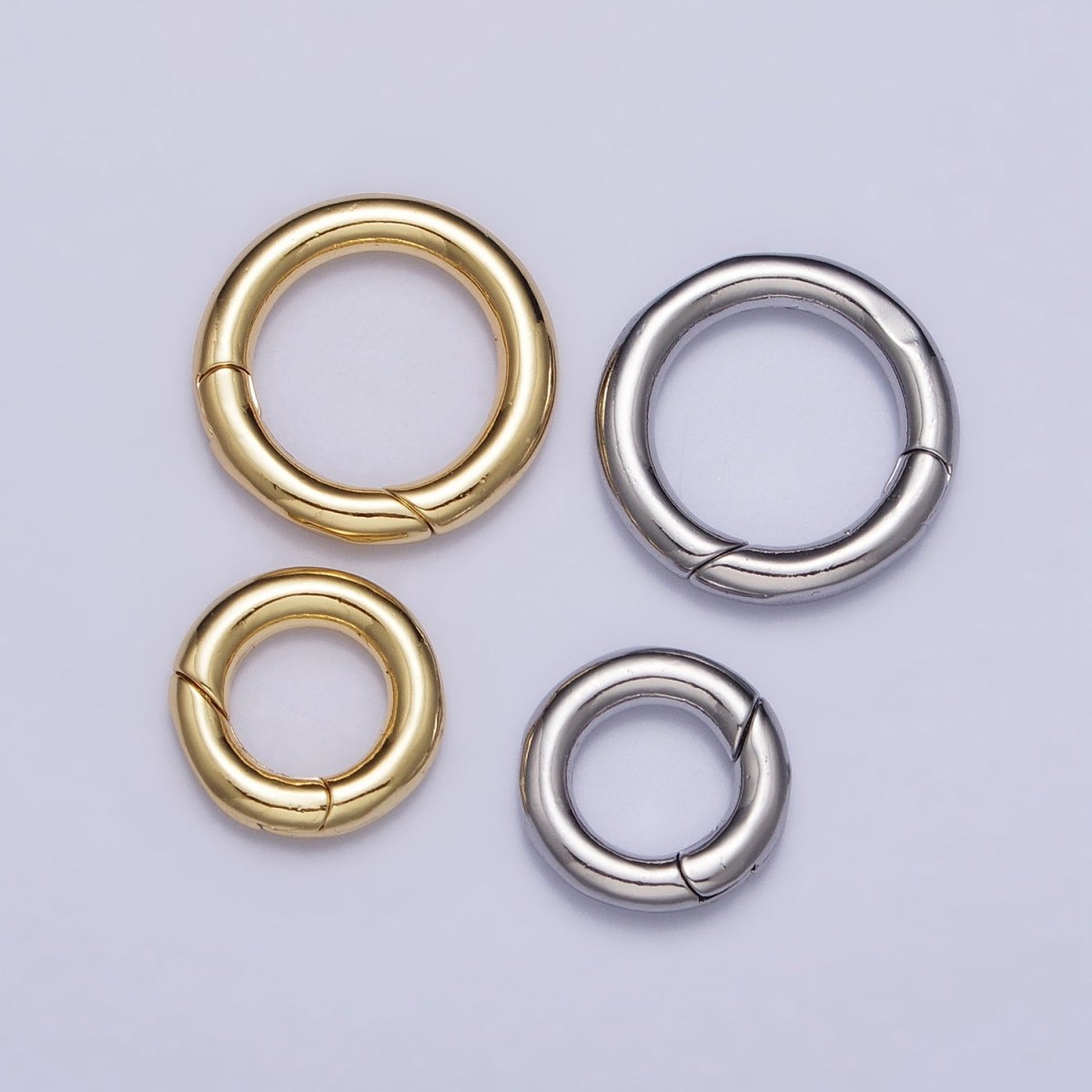 Dainty Gold Silver Spring Gate Ring 11mm, 15mm Round Circle Ring, Round Clasp, Push Clip Clasp, Spring Gate for Jewelry Making Z-340 Z-341 Z-352 Z-353