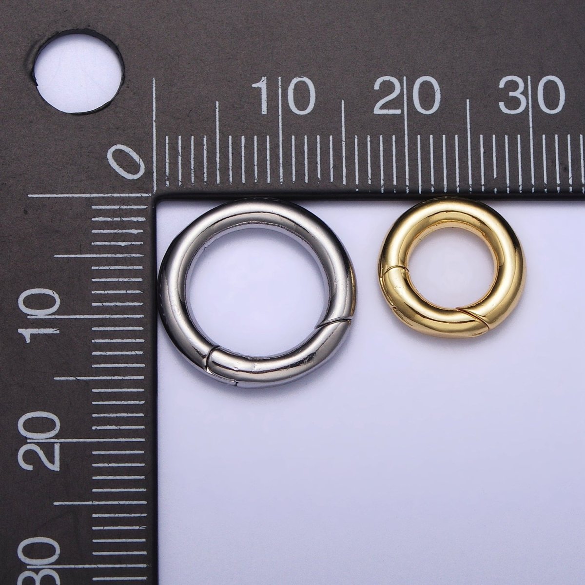 Dainty Gold Silver Spring Gate Ring 11mm, 15mm Round Circle Ring, Round Clasp, Push Clip Clasp, Spring Gate for Jewelry Making Z-340 Z-341 Z-352 Z-353