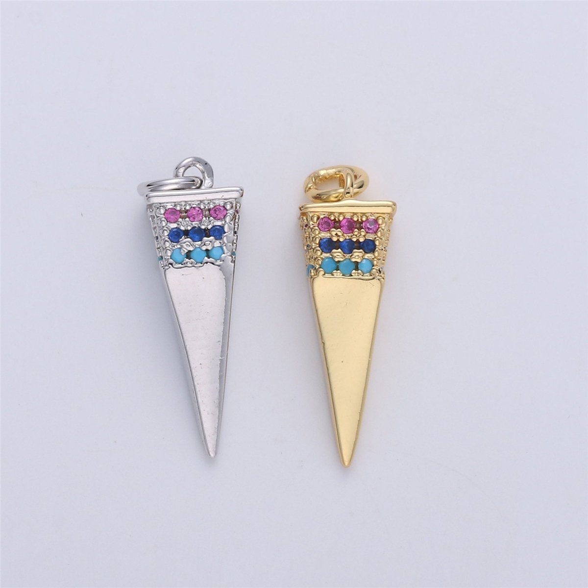Dainty Gold Spike Charms Drop Pendulum Pendant Micro Pave Charm Minimalist Jewelry Supplies Findings for Necklace Earring Components,C-921